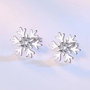 Sterling Silver Cubic Zirconia Snowflake Earrings